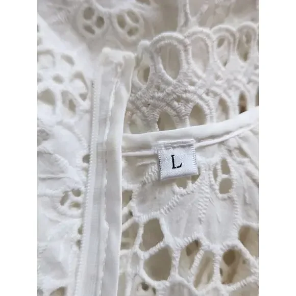 ZimmermannWomen's White Linen And Cotton-blend Guipure Lace Mini Dress L READ ! - Picture 8 of 13